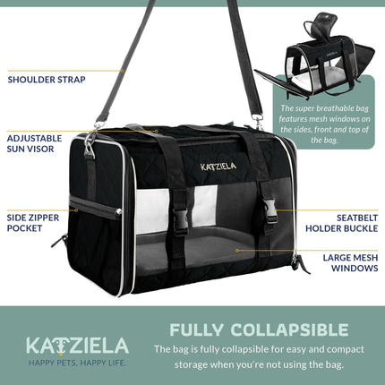 Katziela® Quilted Companion Pet Carrier - Comfortable