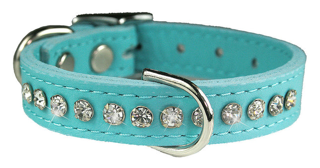 Baby Blue Signature Leather Crystal Collar