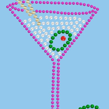 Martini (Fuchsia with Clear Rhinestones) - Bandanna