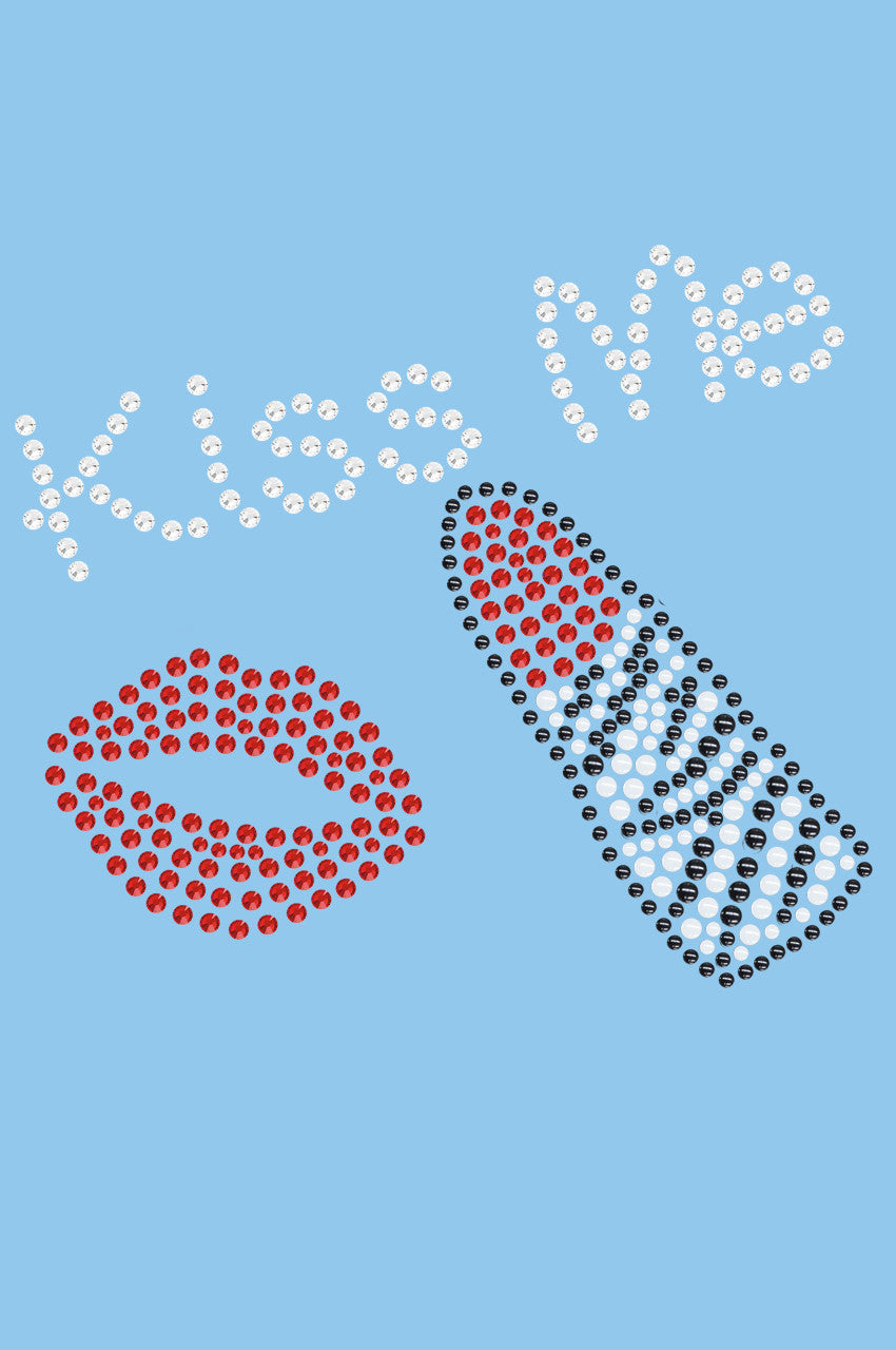 Kiss Me with Lips and Lipstick - Bandanna Light Blue