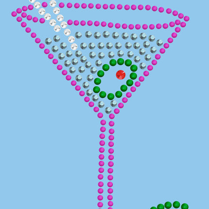 Martini (Fuchsia with Blue Rhinestones) - Bandanna