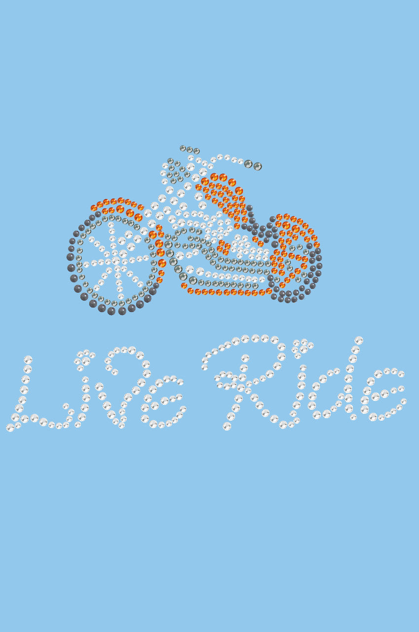 Live - Ride - (Orange) Motorcycle - Bandanas Light Blue