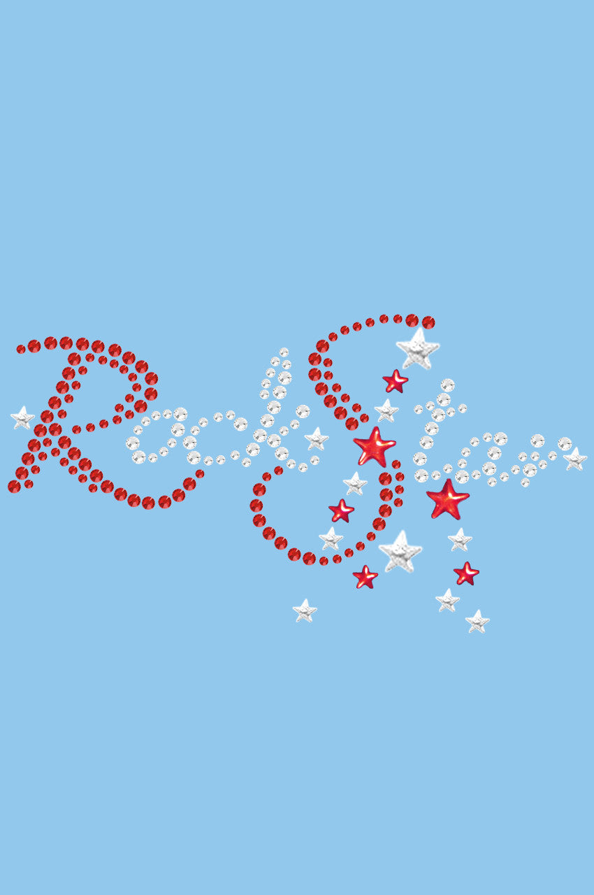 Rock Star (Red Austrian crystal Rhinestones) - Bandanna Light Blue