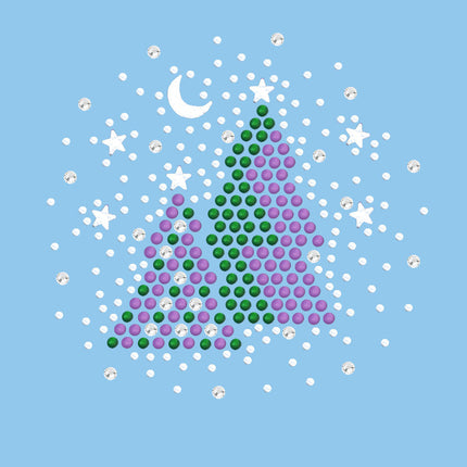 Purple & Green Christmas Trees with Austrian crystal Snowflakes - Women's T-shirt