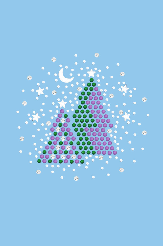 Purple & Green Christmas Trees with Austrian crystal Snowflakes - Women's T-shirt