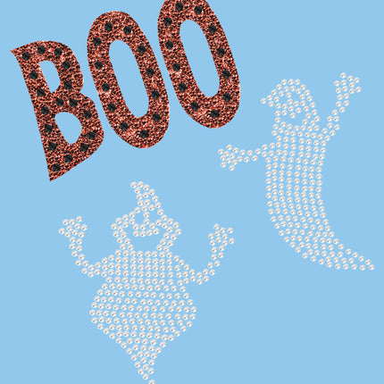 Orange Glitter Boo with Rhinestone Ghost - Women's T-shirt