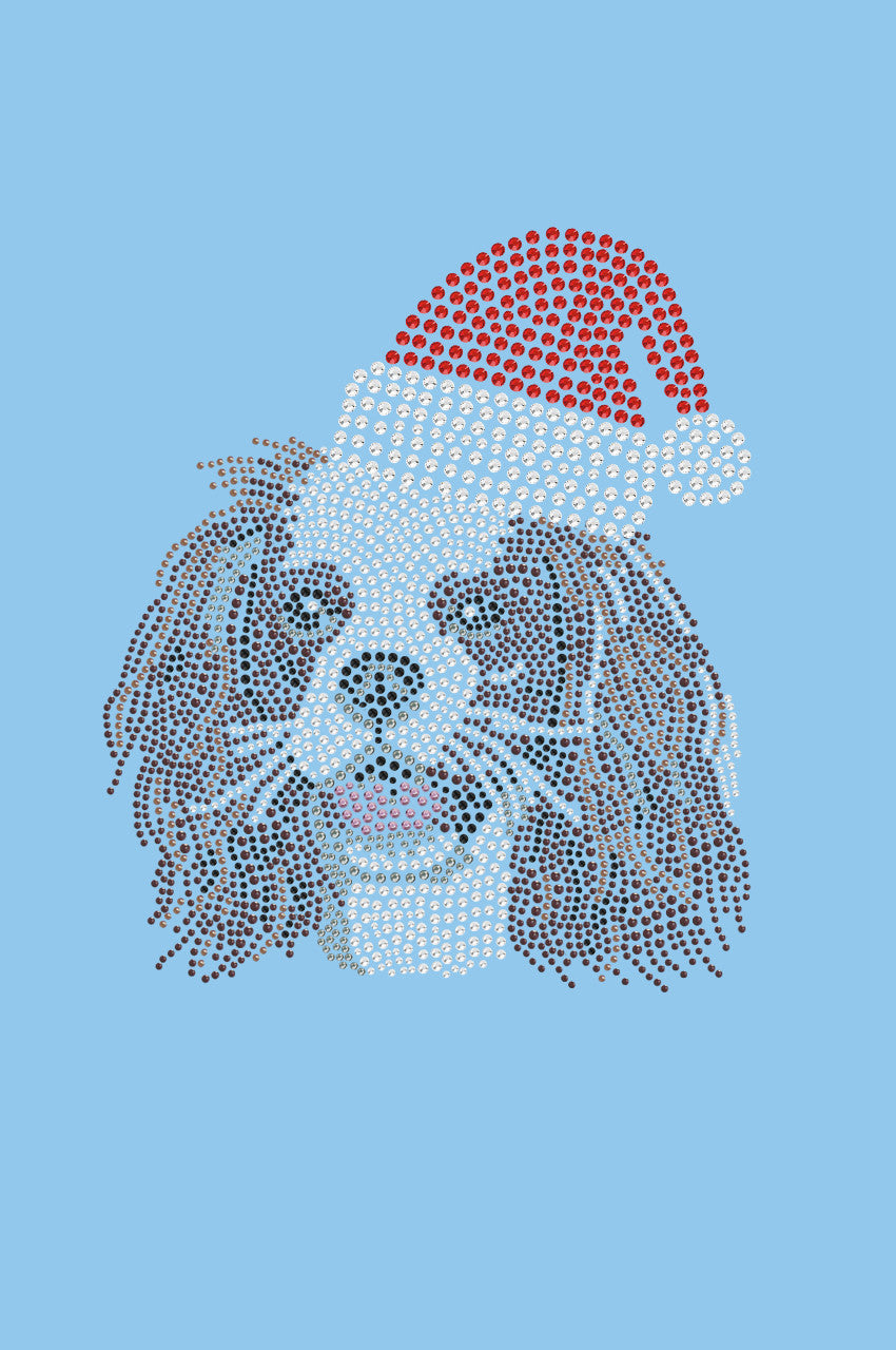 Cavalier King Charles Spaniel with Santa Hat - Bandana Light Blue