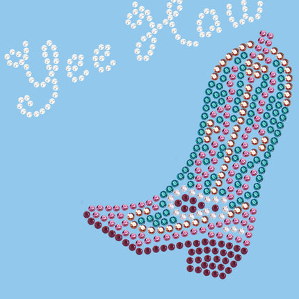 Boot (Pink & Turquoise) with Yee Haw - Women's T-shirt