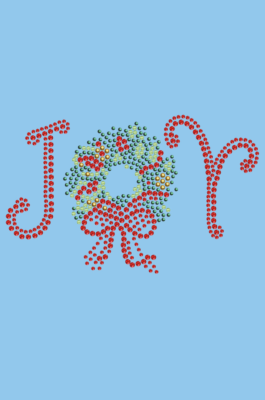 Joy Christmas Wreath - Bandana Light Blue