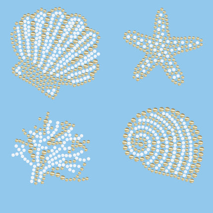 Gold & White Sea Shells - Bandanna