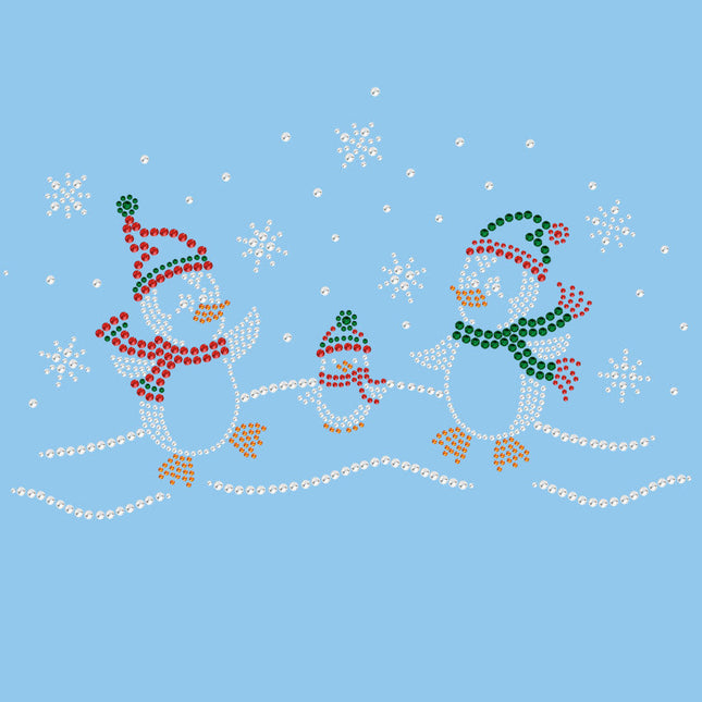 Penguin Family with Snowflakes - Women's T-shirt