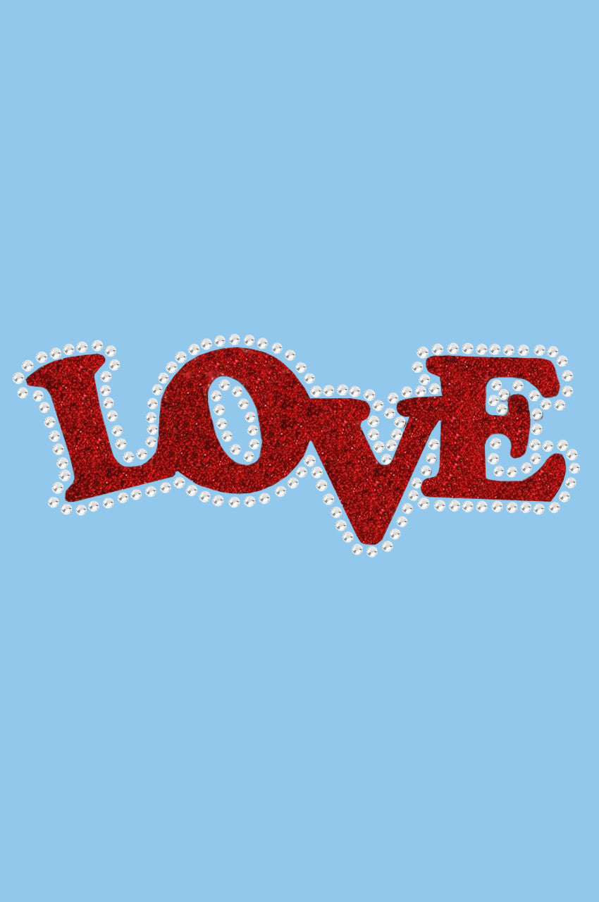 Love (Red Glitter) Bandanna Light Blue