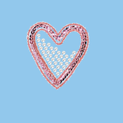 Pink Sequin & Rhinestone Heart Bandanna