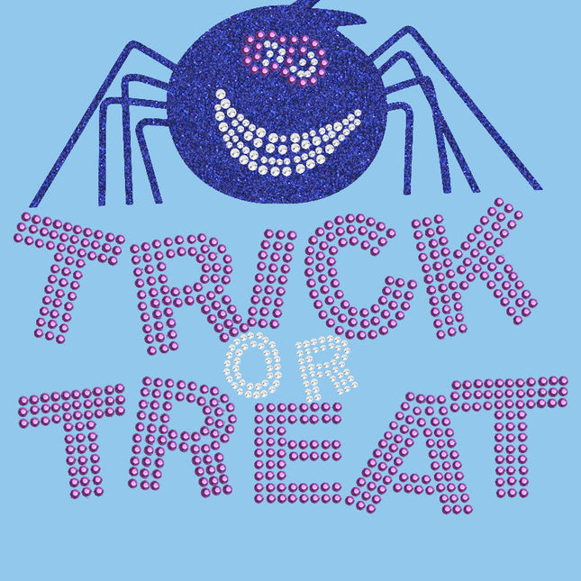 Trick or Treat with Blue Glitter Spider - Women's Tee