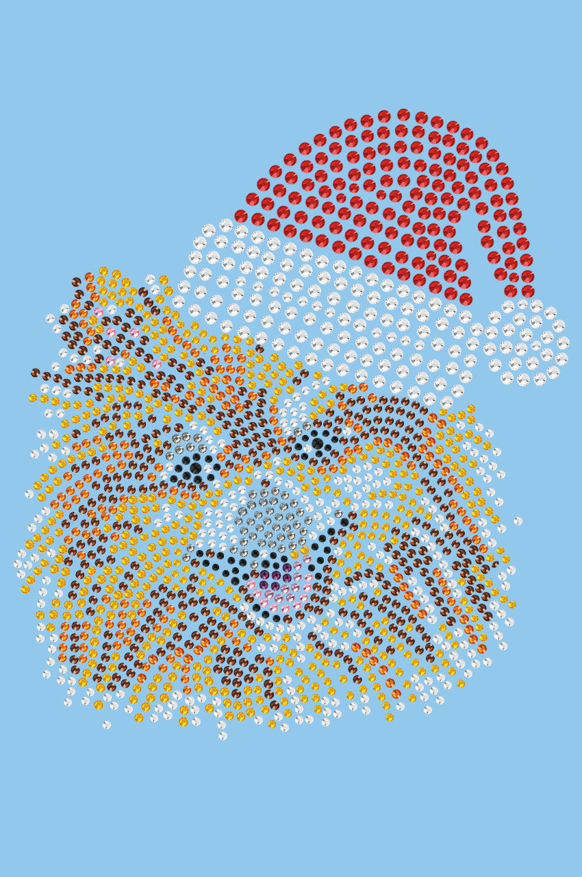 Pomeranian with Santa Hat - Bandana Light Blue