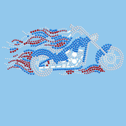 Motorcycle - Large Red, White, & Blue with Flames - Women's T-shirt