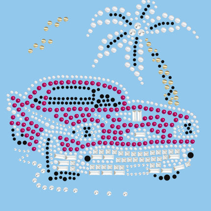 Car with Palm Tree (Pink) - Women's T-shirt