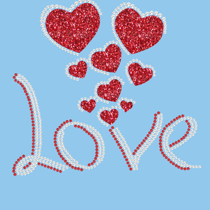 Love with Red Glitter Hearts - Women's Tee