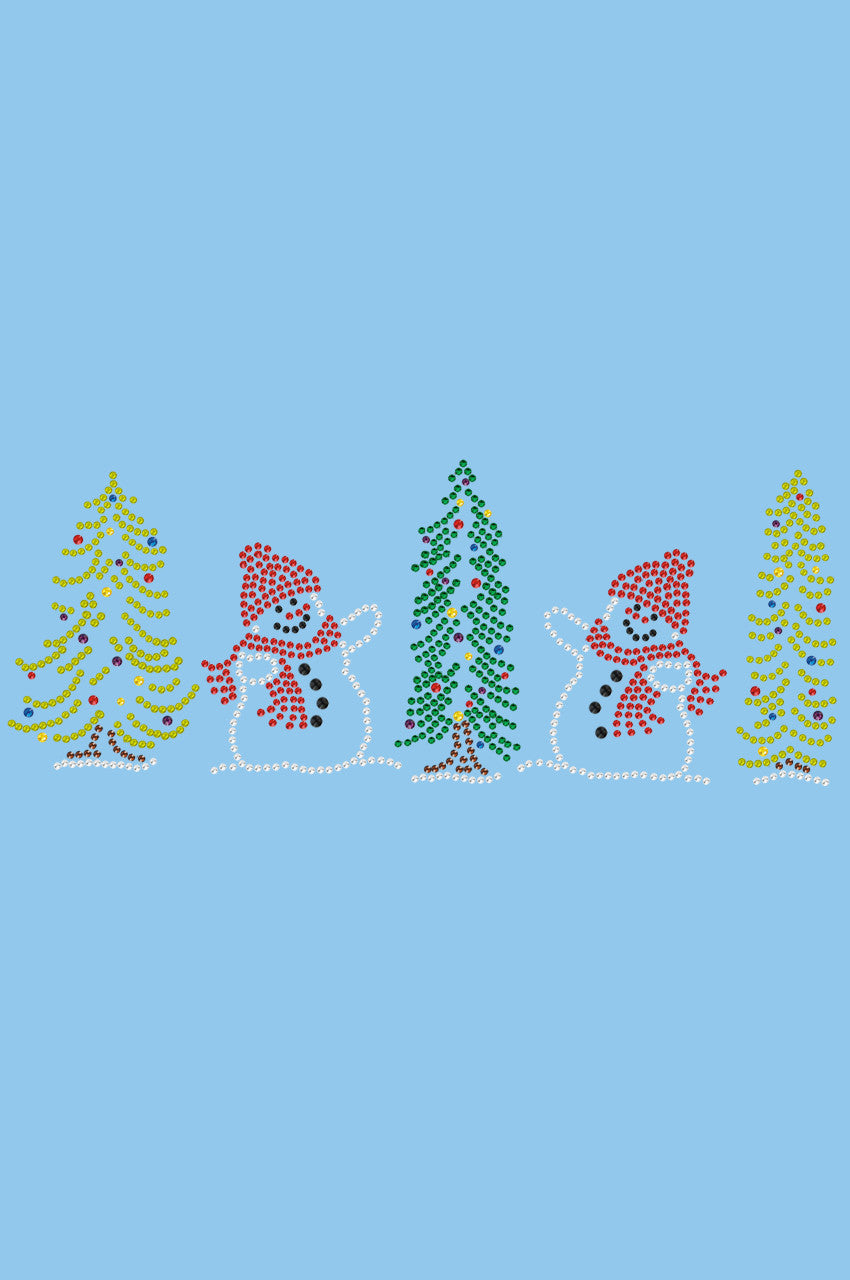 Two Snowmen in Trees - Bandana Light Blue