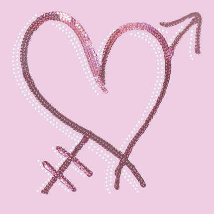 Pink Sequin Heart with Arrow Bandanna