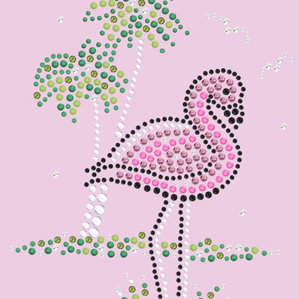 Pink Flamingo with Palm Trees - Women's T-shirt