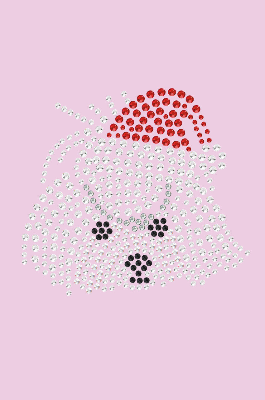 Maltese Face with Santa Hat - Bandana Pink