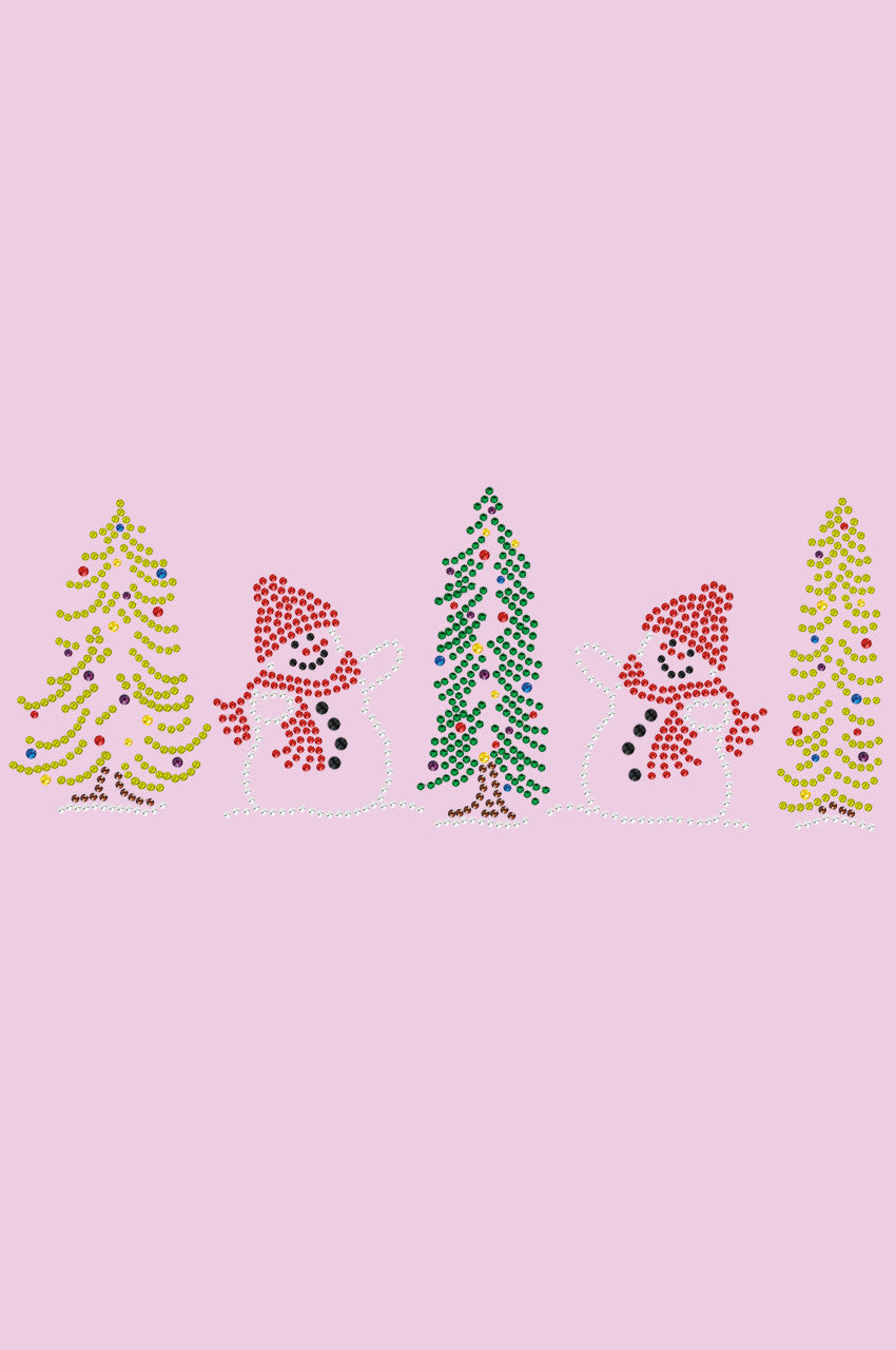 Two Snowmen in Trees - Bandana Pink