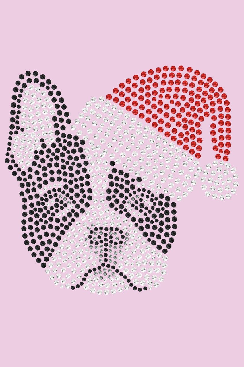 Boston Terrier with Santa Hat - Bandana Pink