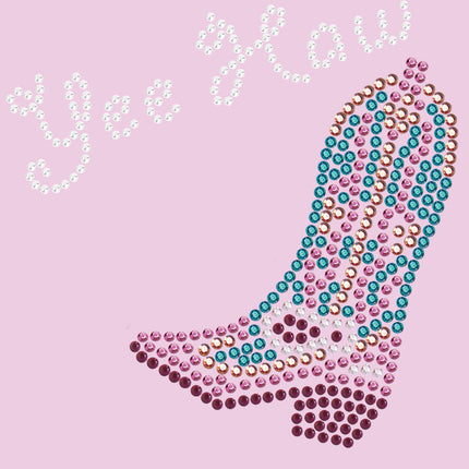 Boot (Pink & Turquoise) with Yee Haw - Women's T-shirt