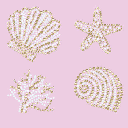 Gold & White Sea Shells - Bandanna