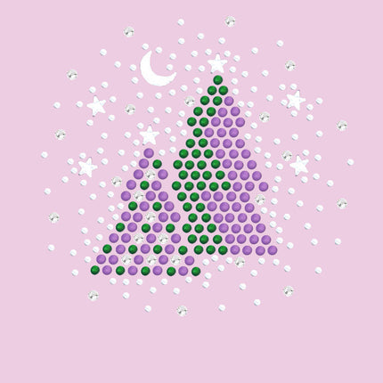 Purple & Green Christmas Trees with Austrian crystal Snowflakes - Women's T-shirt