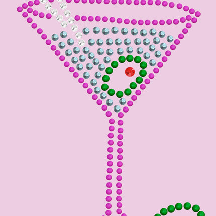 Martini (Fuchsia with Blue Rhinestones) - Bandanna