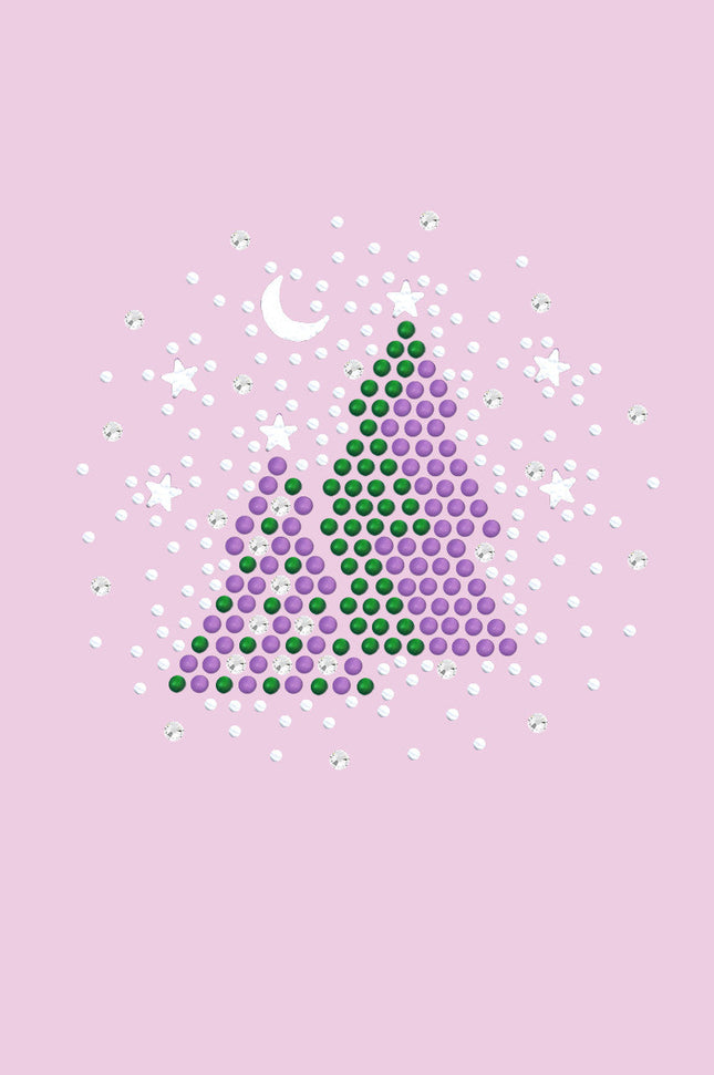 Purple & Green Christmas Trees with Austrian crystal Snowflakes - Bandana