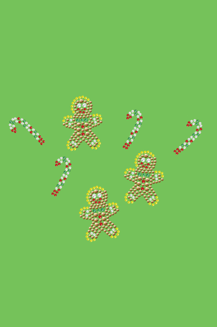 Gingerbread Men & Candy Canes - Bandana Lime Green