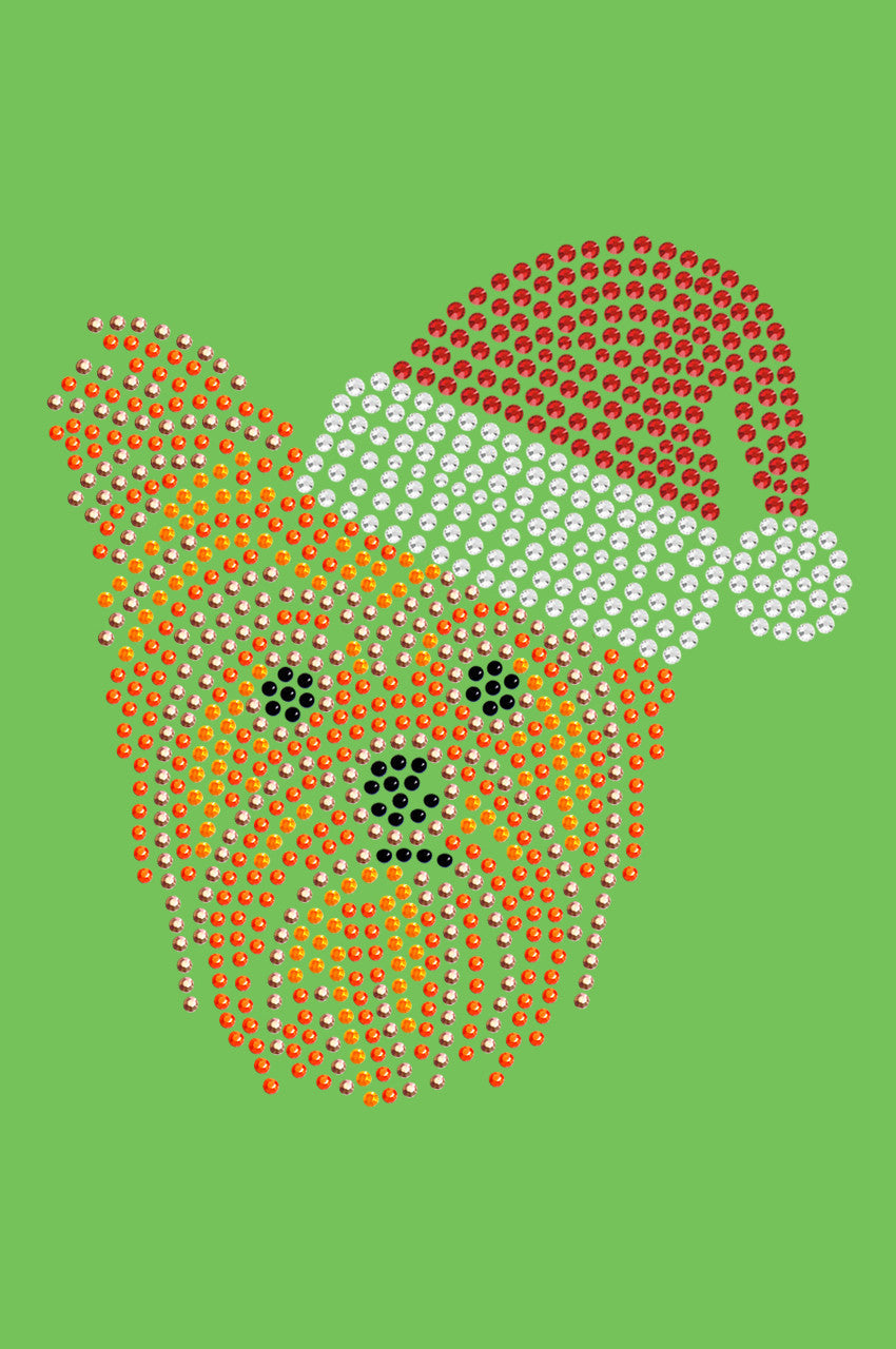 Yorkie Face 2 with Santa Hat - Bandana Lime Green