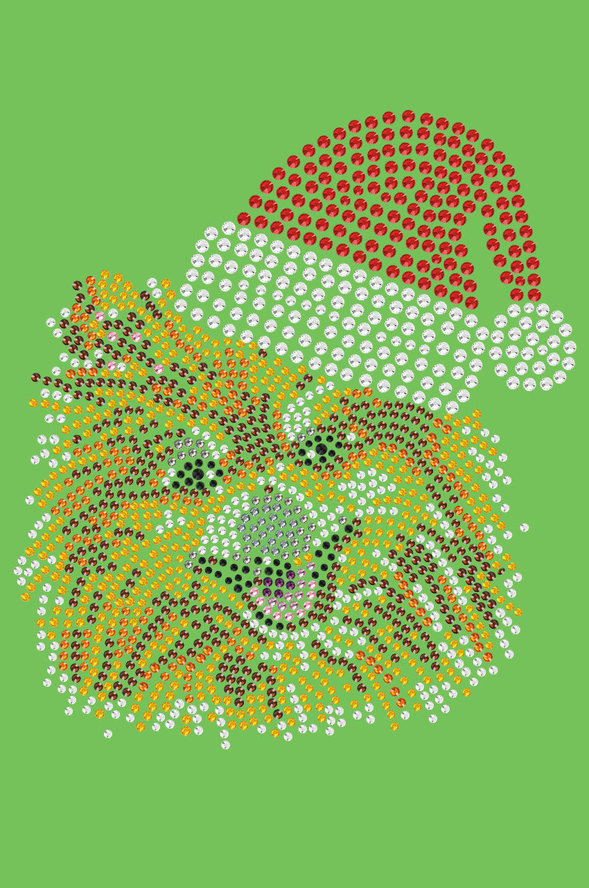 Pomeranian with Santa Hat - Bandana Lime Green