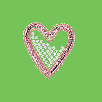 Pink Sequin & Rhinestone Heart Bandanna