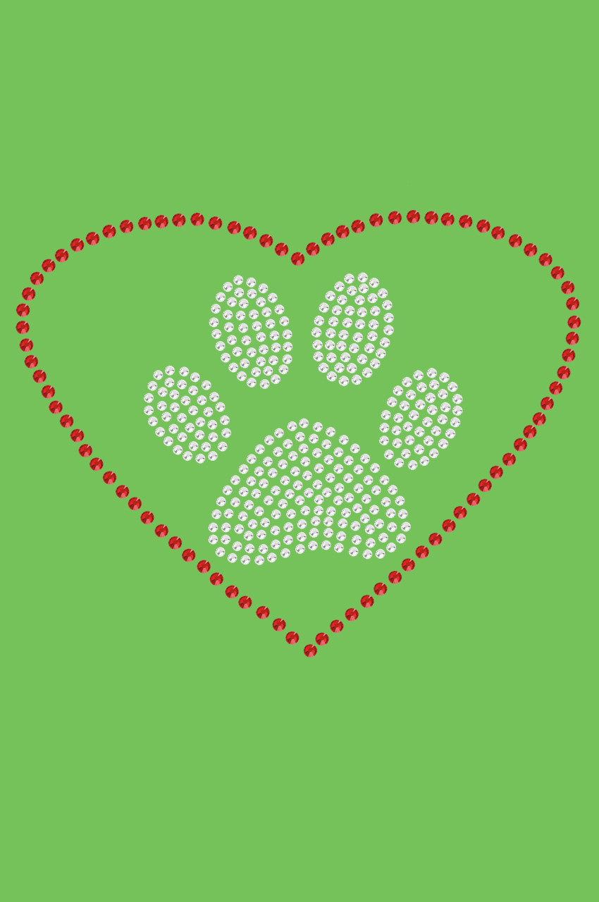 Heart with Paw bandana Lime Green