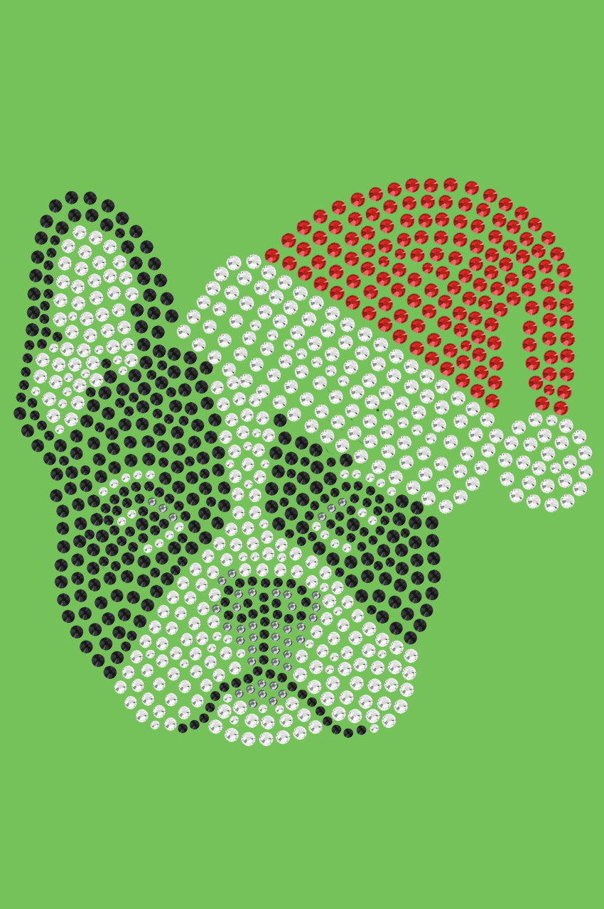 Boston Terrier with Santa Hat - Bandana Lime Green