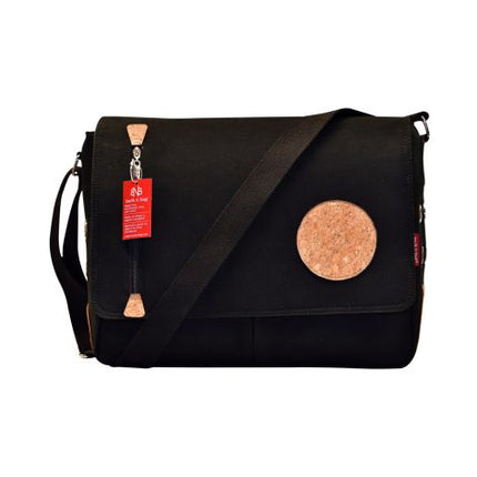 SAUVIGNON BARC MESSENGER COTTON CANVAS & CORK: BLACK/TAN