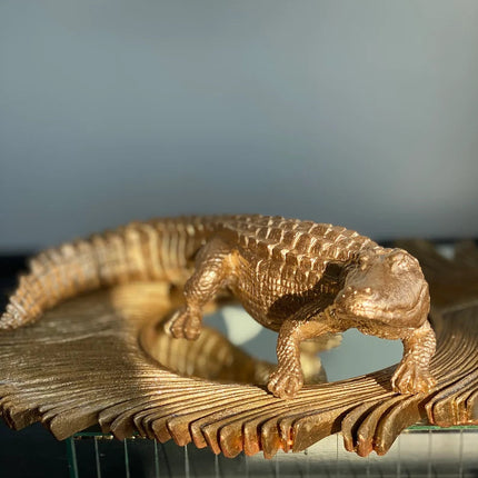 Large Golden Alligator Statue