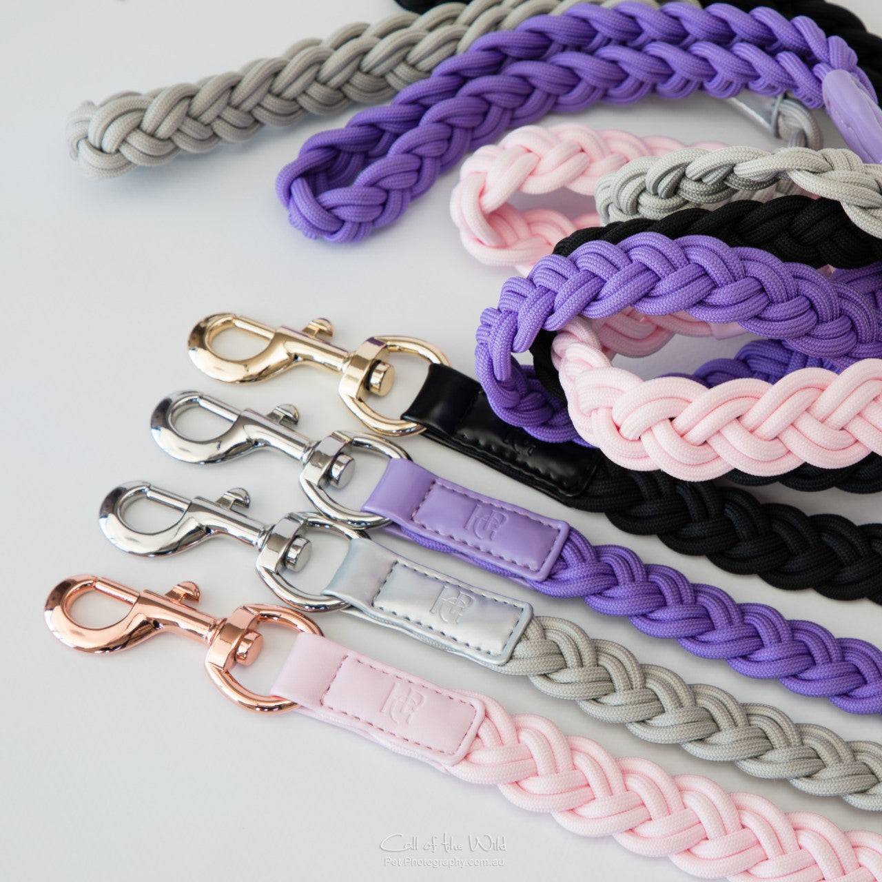 Dog Lead Baby Pink Plaited