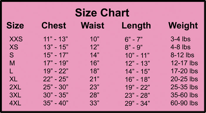 Love Potion #5 Denim Dog Jacket Size Chart