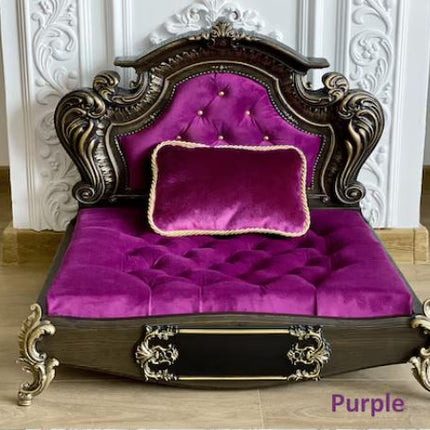 Luxury Baroque Pet Bed in Dark Walnut & Baby Pink