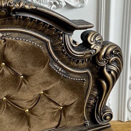 Luxury Baroque Pet Bed in Dark Walnut & Baby Pink