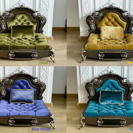 Luxury Baroque Pet Bed in Dark Walnut & Chocolate