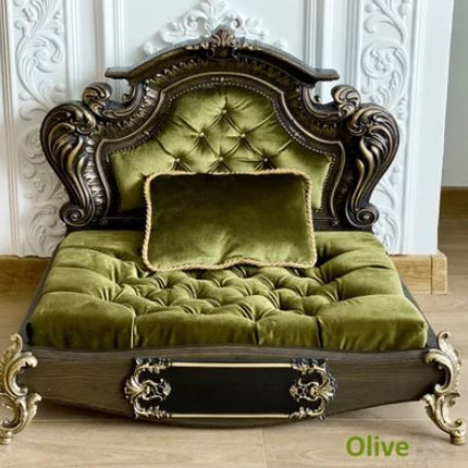 Luxury Baroque Pet Bed in Dark Walnut & Chocolate