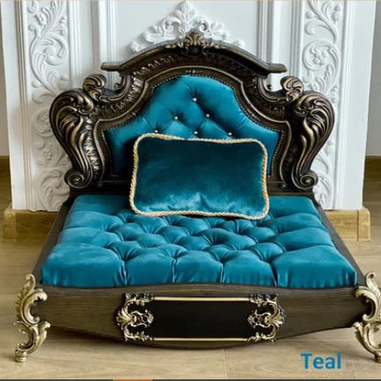 Luxury Baroque Pet Bed in Dark Walnut & Chocolate