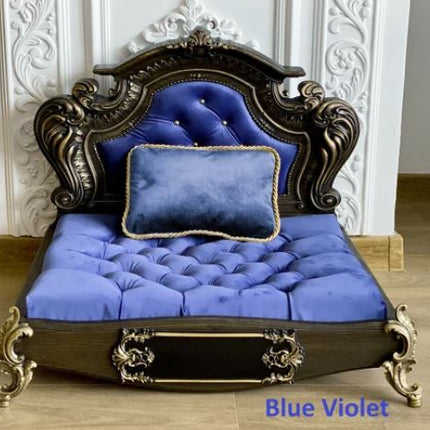 Luxury Baroque Pet Bed in Dark Walnut & Violet