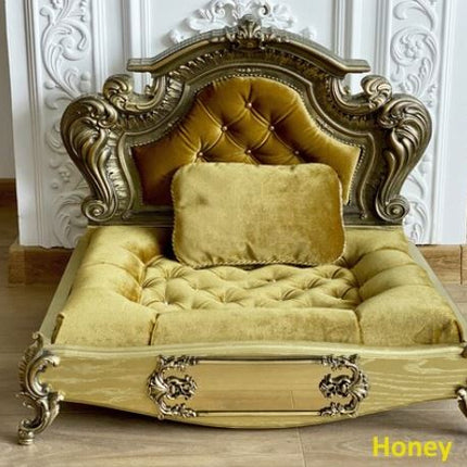 Luxury Baroque Pet Bed in Gold & Baby Pink